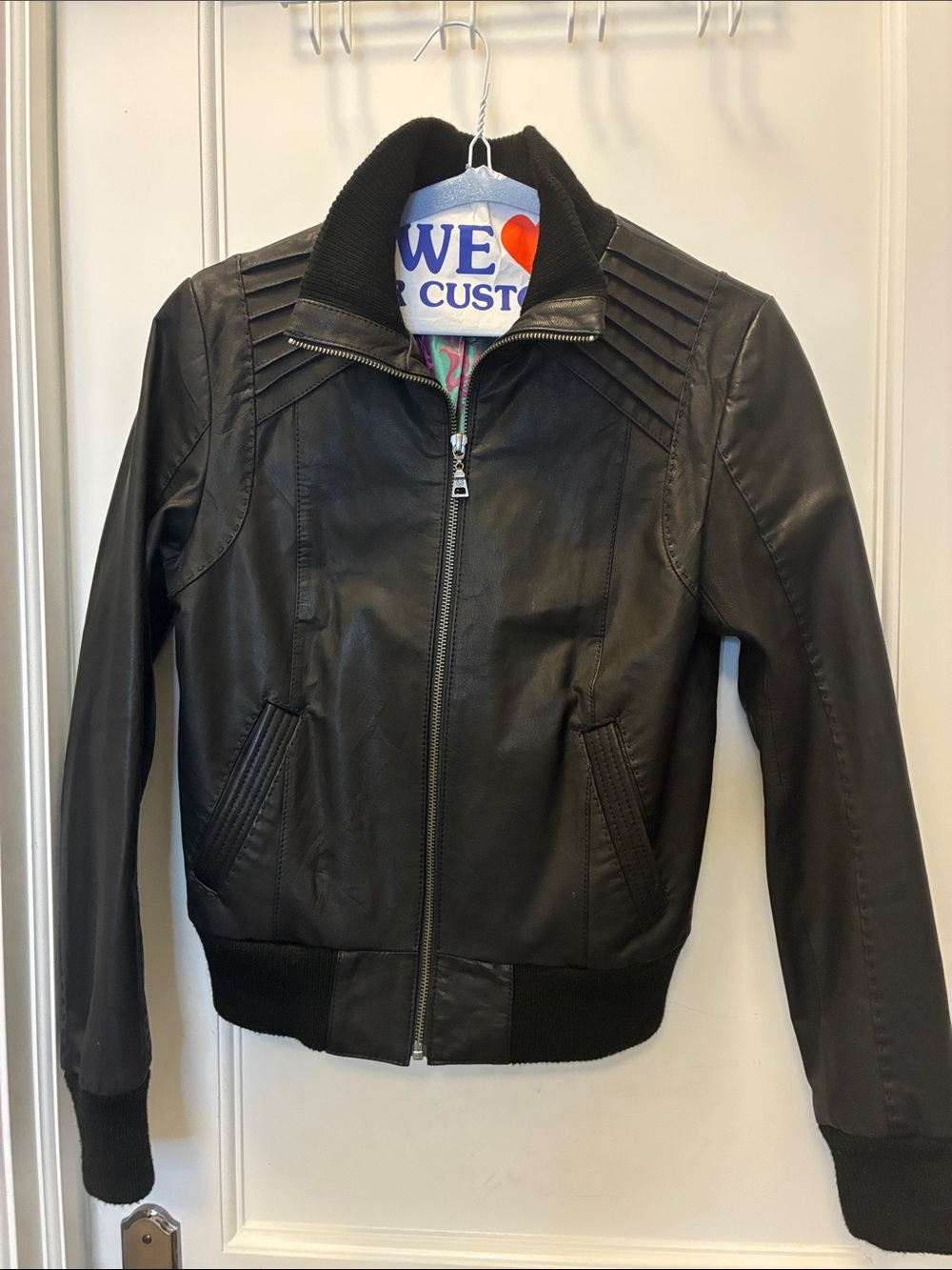Danier Black Leather Bomber Jacket